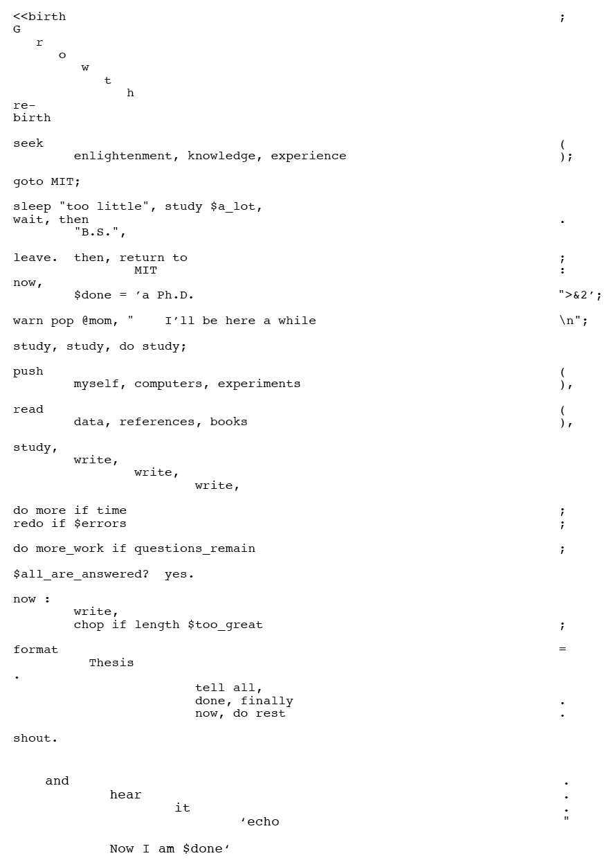 Craig Counterman: Ode to my Thesis (1991)